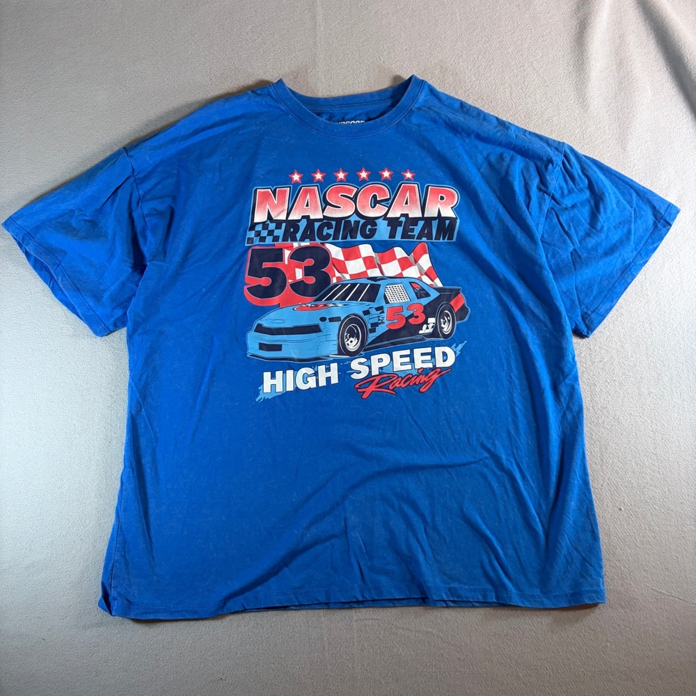 Nascar Racing Team High Speed Racing 1987 Schedule Graphic T-Shirt Blue Large
